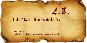 Létai Barnabás névjegykártya